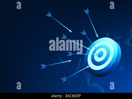 Ein Geschäftsmann, der ein Ziel, einen Pfeil auf das Ziel, setzt, repräsentiert die Unternehmensleitung, um das Gewinnziel zu erreichen und das Unternehmen zur Entwicklung zu erweitern Stock Vektor