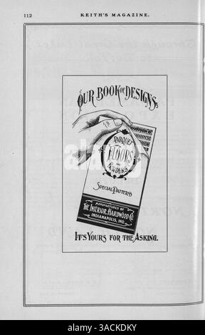Keith’s Magazine, das erstmals 1901 von Walter J. Keith veröffentlicht wurde, zeigt Hausentwürfe, Grundrisse und Baukosten. Das Magazin enthält Artikel über Wohnbau, Inneneinrichtung, Landschaftsgestaltung und Werbung für Baumaterialien und Wohnmöbel. Einige Ausgaben bieten Entwürfe für Schulen und Kirchen an. Stockfoto
