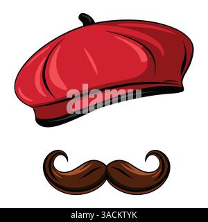 Mode Baskenmütze Vektor Illustration. Klassisches, stilvolles Accessoire, perfekt für trendige und elegante Designs. Isoliert auf weißem Hintergrund. Stock Vektor