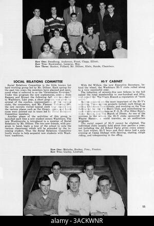 Das Wahian Yearbook 1950 erfasst die Aktivitäten, Schüler, Lehrkräfte, Leichtathletik und Schulclubs der Washburn High School während des Schuljahres 1949-1950. Stockfoto