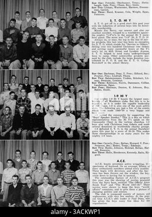 Das Wahian Jahrbuch 1950 dokumentiert die Aktivitäten von Studenten, Lehrkräften, Sportlern und Clubs der Washburn High School und dokumentiert das Schuljahr 1949-1950. Stockfoto