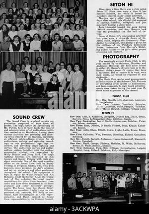 Das Wahian Yearbook 1950 der Washburn High School dokumentiert das Schuljahr 1949-1950 mit Schülern, Lehrkräften, Leichtathletik, Clubs, und Schulveranstaltungen. Stockfoto