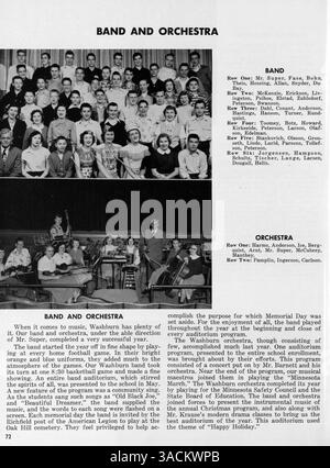 Das Wahian Yearbook 1950 der Washburn High School zeigt Studenten, Dozenten, Sportmannschaften und Clubs, die die Ereignisse des akademischen Jahres 1949-1950 festhalten. Stockfoto