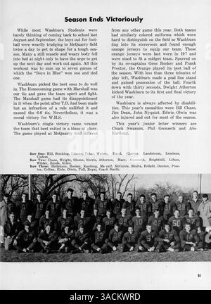Das Wahian Yearbook 1950 der Washburn High School dokumentiert das akademische Jahr 1949–1950 und konzentriert sich auf Schüler, Lehrkräfte, Leichtathletik und Schulclubs. Stockfoto