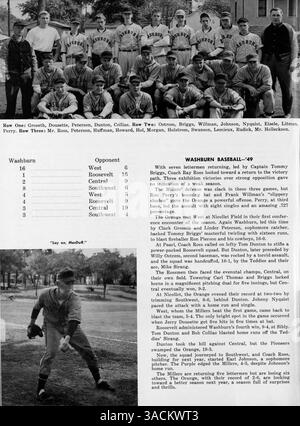 Das Wahian Yearbook 1950 der Washburn High School beleuchtet Schüler, Lehrer, Leichtathletik und außerschulische Aktivitäten während des Schuljahres 1949-1950. Stockfoto