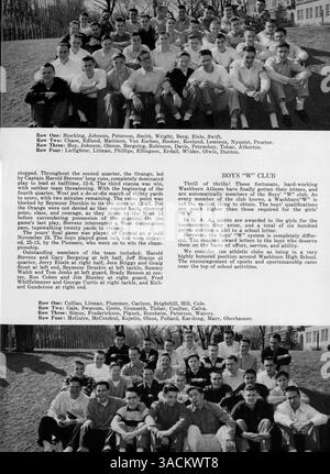 Das Wahian Yearbook 1950 der Washburn High School erfasst Schüler, Lehrer, Leichtathletik und Clubs des akademischen Jahres 1949-1950 und dokumentiert wichtige Ereignisse. Stockfoto