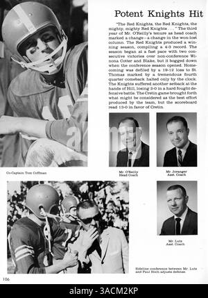Dieses Jahrbuch der Benilde High zeigt Porträts von Studenten und Dozenten sowie Leichtathletik, Vereine und wichtige Veranstaltungen aus dem akademischen Jahr 1965-1966. Stockfoto