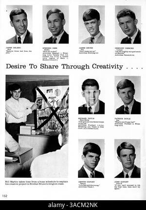 Das Benilde High Yearbook 1966 zeigt die Aktivitäten der Schüler, die Leichtathletik, die Beiträge der Lehrkräfte und die Höhepunkte des Schuljahres 1965-1966. Stockfoto
