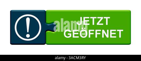 Puzzle-Knopf aus zwei Teilen zeigt jetzt geöffnet Stockfoto