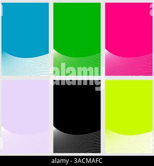 Visitenkarten in sechs verschiedenen Farben mit weißem Hintergrund Stockfoto