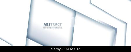 Abstrakter weißer geometrischer Geschäftshintergrund. Vektorgrafik des breiten 3D-Banners. Stock Vektor