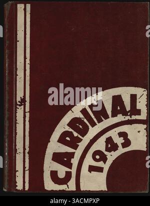 Das Marshall Yearbook 1943 mit dem Titel Kardinal dokumentiert die Studenten, die Fakultät, die Leichtathletik, und Schlüsselveranstaltungen aus dem Schuljahr 1942-1943 an der Marshall High School. Stockfoto