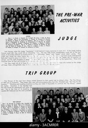 Das Kardinaljahrbuch 1943 an der Marshall High School dokumentiert die Ereignisse, Vereine, Sportmannschaften und Schüleraktivitäten des Schuljahres 1942-1943. Stockfoto