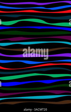 Farbenfrohe Karte mit geschwungenen bunten Linien als Hintergrund Stockfoto