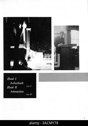 Das Jahrbuch „Antler“ der Minnehaha Academy 1968 zeigt die Höhepunkte des Schuljahres 1967-1968, darunter Schüler, Dozenten und verschiedene außerschulische Veranstaltungen. Stockfoto