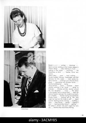 Das Jahrbuch „Antler“ der Minnehaha Academy 1968 zeigt Studenten, Dozenten, Sportveranstaltungen und Clubaktivitäten aus dem Schuljahr 1967-1968. Stockfoto