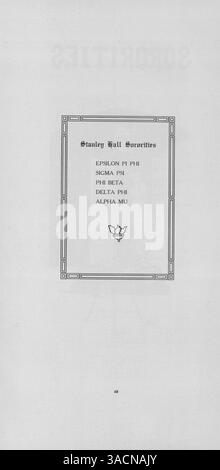 Das Jahrbuch „The Moccasin“ von Stanley Hall, 1910, dokumentiert die Schüler, Lehrer und wichtigsten Ereignisse des akademischen Jahres 1909-1910. Stockfoto