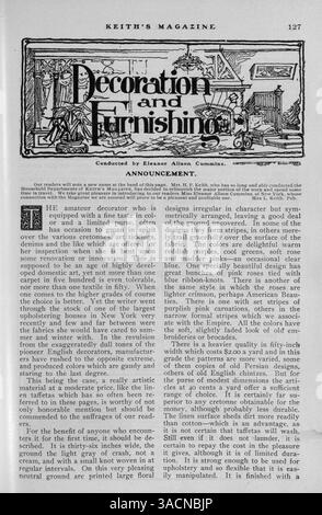 Das monatlich veröffentlichte Keith’s Magazine von Walter und Max L. Keith umfasst Hausentwürfe, Baukosten und Baumaterialien. Mit Entwürfen für Häuser, Schulen und Kirchen. Fehlende Seiten in Band 11 Nr. 4. Stockfoto