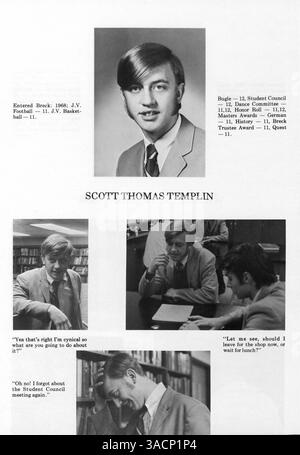 Das Mustang Jahrbuch 1970 der Breck School zeigt Schülerporträts, Lehrkräfte, Sportmannschaften und wichtige Ereignisse aus dem akademischen Jahr 1969-1970. Stockfoto