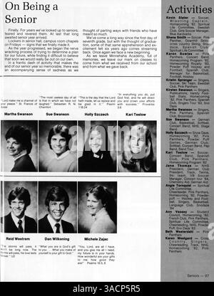 Das Jahrbuch der Minnehaha Academy 1984, Antler, enthält Studentenporträts, Fotos von Lehrkräften, Leichtathletik, Clubs und verschiedene Schulveranstaltungen und Aktivitäten aus dem akademischen Jahr 1983-1984. Stockfoto