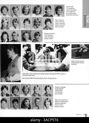 Das Jahrbuch der Minnehaha Academy Antler 1984 enthält Studentenporträts, sportliche Highlights, Fotos von Lehrkräften und Berichte über Schulclubs und Veranstaltungen während des akademischen Jahres 1983-1984. Stockfoto