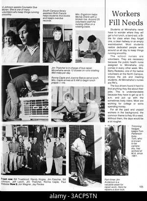 Das Jahresbuch 1984 Antler der Minnehaha Academy enthält detaillierte Berichte über Sportmannschaften, Vereine, Schülerporträts und wichtige Schulveranstaltungen aus dem akademischen Jahr 1983-1984. Stockfoto