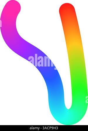 Abstrakte, wellige Linien mit bunten Farbabstufungen, organischem Schnörkelmuster, verspielten Doodle-Elementen in einem 3D-Regenbogendesign. Flache Vektorillust Stock Vektor