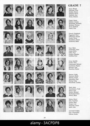 Dieses Jahrbuch 1978 von Minnetonka East Jr. High erfasst die Erfahrungen des Schuljahres 1977-1978, darunter Schülerporträts, Lehrkräfte, Sport und wichtige Schulveranstaltungen. Stockfoto