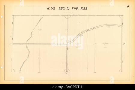 Dieser atlas enthält detaillierte Karten der Dörfer Medicine Lake und Plymouth, die Eigentum, Streckenabschnitte, Eisenbahnstrecken und einen Index der Zugänge zeigen. Stockfoto