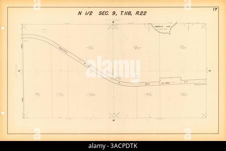 Dieser atlas enthält detaillierte Karten der Dörfer Medicine Lake und Plymouth, die Grundstückseigentum, Streckenabschnitte, Eisenbahnstrecken und einen Index für Landzugänge im Hennepin County zeigen. Stockfoto