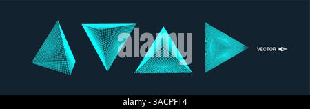 Pyramide. Molekulares Gitter. 3D-Technologie. Vektorabbildung. Futuristische Verbindungsstruktur für Chemie und Wissenschaft. Stock Vektor
