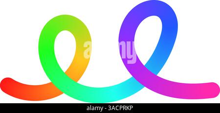 Abstrakte, wellige Linien mit bunten Farbabstufungen, organischem Schnörkelmuster, verspielten Doodle-Elementen in einem 3D-Regenbogendesign. Flache Vektorillust Stock Vektor