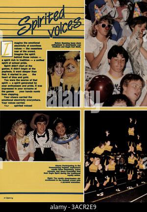Dieses Jahrbuch der Kennedy High 1986 enthält Profile von Schülern und Lehrern, Highlights von Sportveranstaltungen und Schulclubs und fasst die wichtigsten Momente des Schuljahres 1985-1986 zusammen. Stockfoto