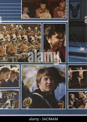 Dieses Jahrbuch 1986 bietet einen umfassenden Einblick in das 1985-1986-jährige Jahr der Kennedy High mit Studentenporträts, Lehrerprofilen, sportlichen Errungenschaften und Club-Highlights. Stockfoto