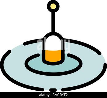 Symbol für die Schwimmposition der Angelrute. Farbschild zum Angeln. Meeresfrüchte-Konzept. Kann für Themen wie Meeresfrüchte, Fischerei, Industrie, Export, Angeln verwendet werden. Vektor-Illustra Stock Vektor