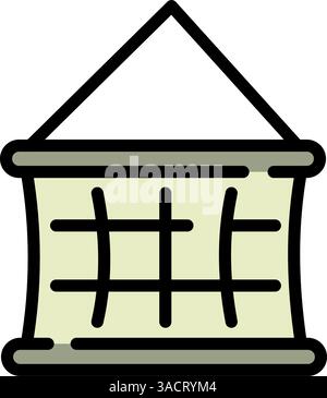Symbol für Fischernetze. Kommerzielles Fanggerät. Ernte von Meeresfrüchten. Angelausrüstung. Einfaches Symbol. Isoliertes Vektor-Vorzeichen. Stock Vektor