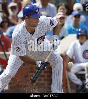 4. September 2011 – Chicago, IL, USA – Chicago Cubs Starting Pitcher Randy Wells (36) Bunts beim zweiten Inning gegen die Pittsburgh Pirates im Wrigley Field in Chicago, Illinois, am Sonntag, 4. September 2011. Die Cubs haben mit 6:3 gewonnen. (Bild: © Nuccio Dinuzzo/Chicago Tribune/MCT/ZUMAPRESS.com) Stockfoto
