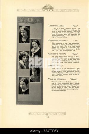 Dieses Jahrbuch der St. Margaret's Academy 1923 mit dem Titel „Dayesye“ zeigt Schüler, Lehrer, Sportteams und außerschulische Aktivitäten aus dem akademischen Jahr 1922-1923. Stockfoto