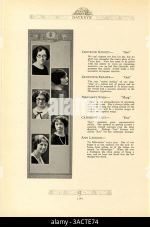 Das Jahrbuch „Dayesye“ 1923 der St. Margaret's Academy zeigt das Studentenleben, sportliche Leistungen und wichtige Schulveranstaltungen aus dem akademischen Jahr 1922-1923. Stockfoto