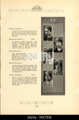 Dieses Jahrbuch der St. Margaret's Academy 1923 mit dem Titel „Dayesye“ enthält wichtige Veranstaltungen, Vereine, sportliche Leistungen und die Schülerschaft aus dem Schuljahr 1922-1923. Stockfoto