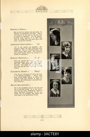 Dieses Jahrbuch 1923 der St. Margaret's Academy dokumentiert das Schuljahr 1922-1923, in dem Schüler, Lehrer, Sportmannschaften und Schulveranstaltungen vorgestellt werden. Stockfoto