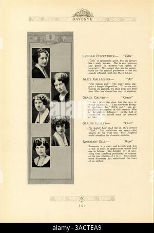 Das Jahrbuch „Dayesye“ aus dem Jahr 1923 erfasst das Leben der Schüler, die Leichtathletik, die Vereine und wichtige Veranstaltungen der St. Margaret's Academy während des Schuljahres 1922-1923. Stockfoto