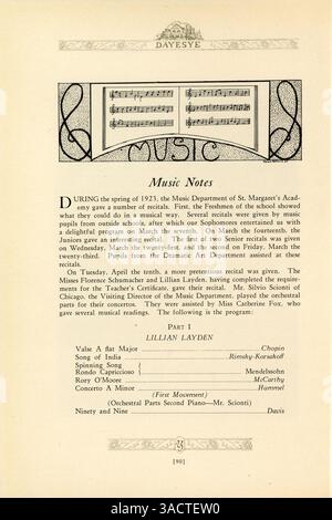 Das Jahrbuch 1923 der St. Margaret's Academy zeigt Schüler, Lehrer, Leichtathletik, Vereine und wichtige Veranstaltungen des Schuljahres 1922-1923. Stockfoto