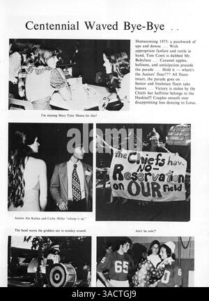 Das Jahrbuch „Villager“ 1976 der St. Anthony Village High School dokumentiert die Veranstaltungen, Schüler, Lehrer, Leichtathletik und Schulvereine aus dem Schuljahr 1975-1976. Stockfoto