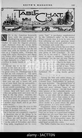 Keith’s Magazine, das erstmals 1903 von Walter J. Keith veröffentlicht wurde, zeigt Hausentwürfe, Grundrisse, Fotos und detaillierte Baukosten. Das Magazin enthält Artikel über Wohnbau, Inneneinrichtung, Landschaftsgestaltung und Werbung für Baumaterialien. Einige Themen umfassen auch Pläne für Kirchen und Schulen. Stockfoto