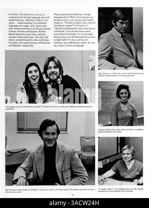 Das Jahrbuch „Revolution 75“ 1975 beleuchtet die Aktivitäten der Jefferson High School im Jahr 1974-1975, von Sportmannschaften über Studentenvereine bis hin zu akademischen Leistungen. Stockfoto