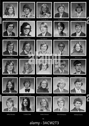 Das Jahrbuch „Revolution 75“ 1975 von der Jefferson High erfasst die Aktivitäten der Studenten, den Sport, die Beteiligung der Lehrkräfte und die Veranstaltungen aus dem akademischen Jahr 1974-1975. Stockfoto