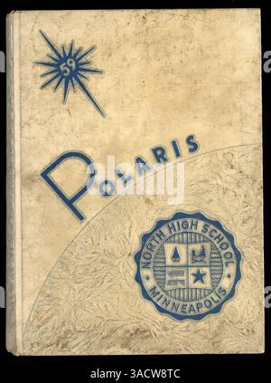 Das Polaris-Jahrbuch 1959 der North High School beleuchtet die wichtigsten Momente des Schuljahres 1958-1959 und konzentriert sich auf Schüleraktivitäten, Leichtathletik und afroamerikanische Geschichte. Stockfoto