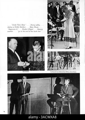 Das Jahrbuch „Antler“ der Minnehaha Academy 1968 dokumentiert die Aktivitäten des Schuljahres 1967-1968 mit Schülern, Lehrern, Leichtathletik, Clubs, und bemerkenswerte Ereignisse. Stockfoto