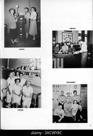 In diesem Jahrbuch der Central High School für 1954 wird das Wesen des Schülerlebens, einschließlich Clubs, Sportveranstaltungen und akademischen Veranstaltungen, erfasst. Es bietet einen Einblick in das Schuljahr 1953-1954 und beleuchtet afroamerikanische Beiträge und Geschichte an der Schule. Stockfoto
